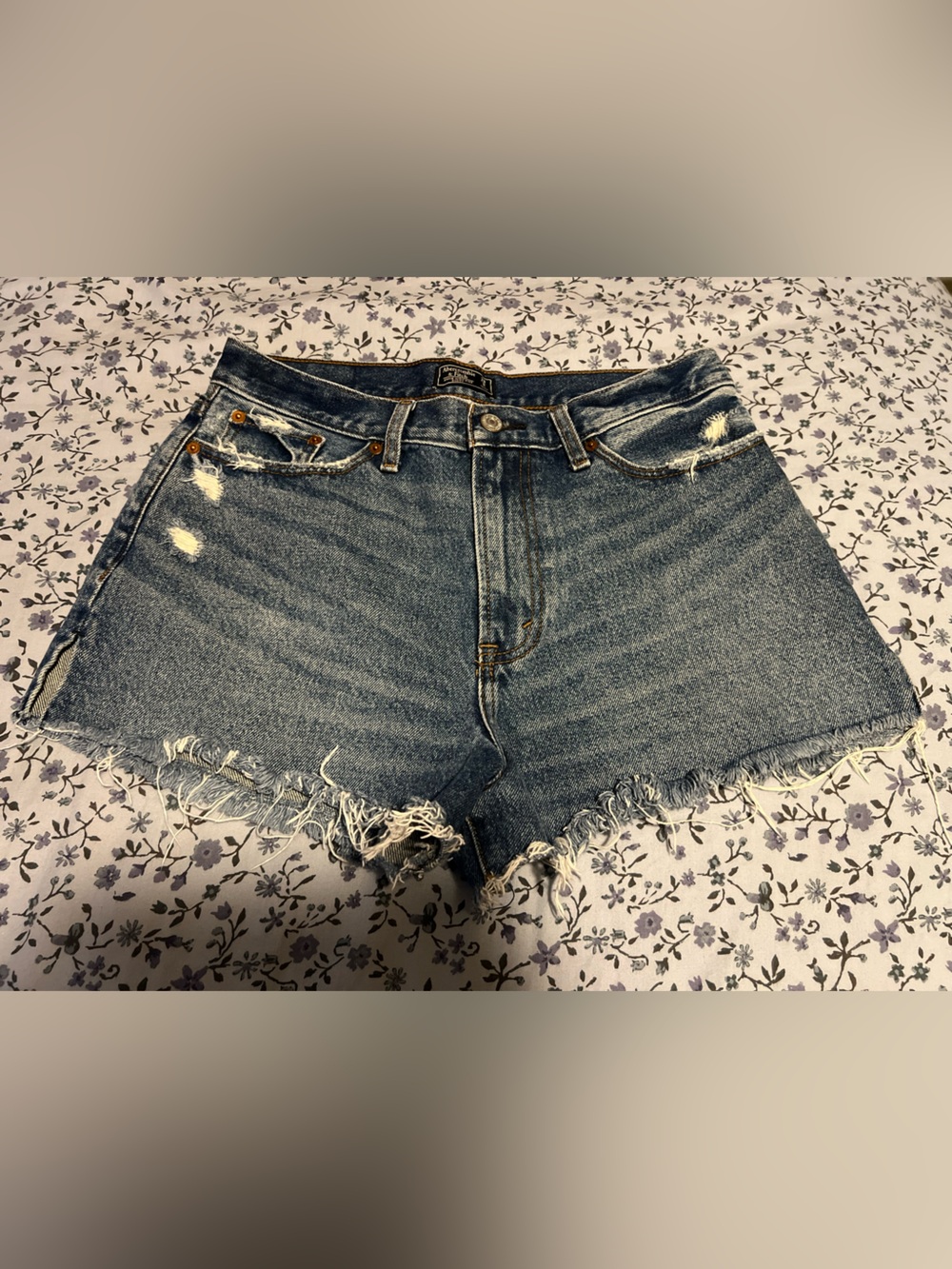 Abercrombie & Fitch Distressed Blue Denim Jean Shorts